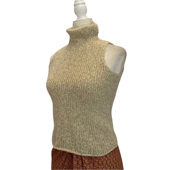 Maxmara Weekend Sleeveless Turtleneck Virgin Wool Blend Ribbed Luxe Knitwear - Picture 3 of 8